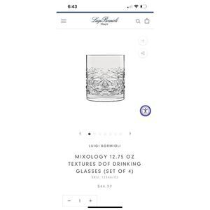 Luigi Bormioli Mixology Drink Glasses Made in Italy Set of 4